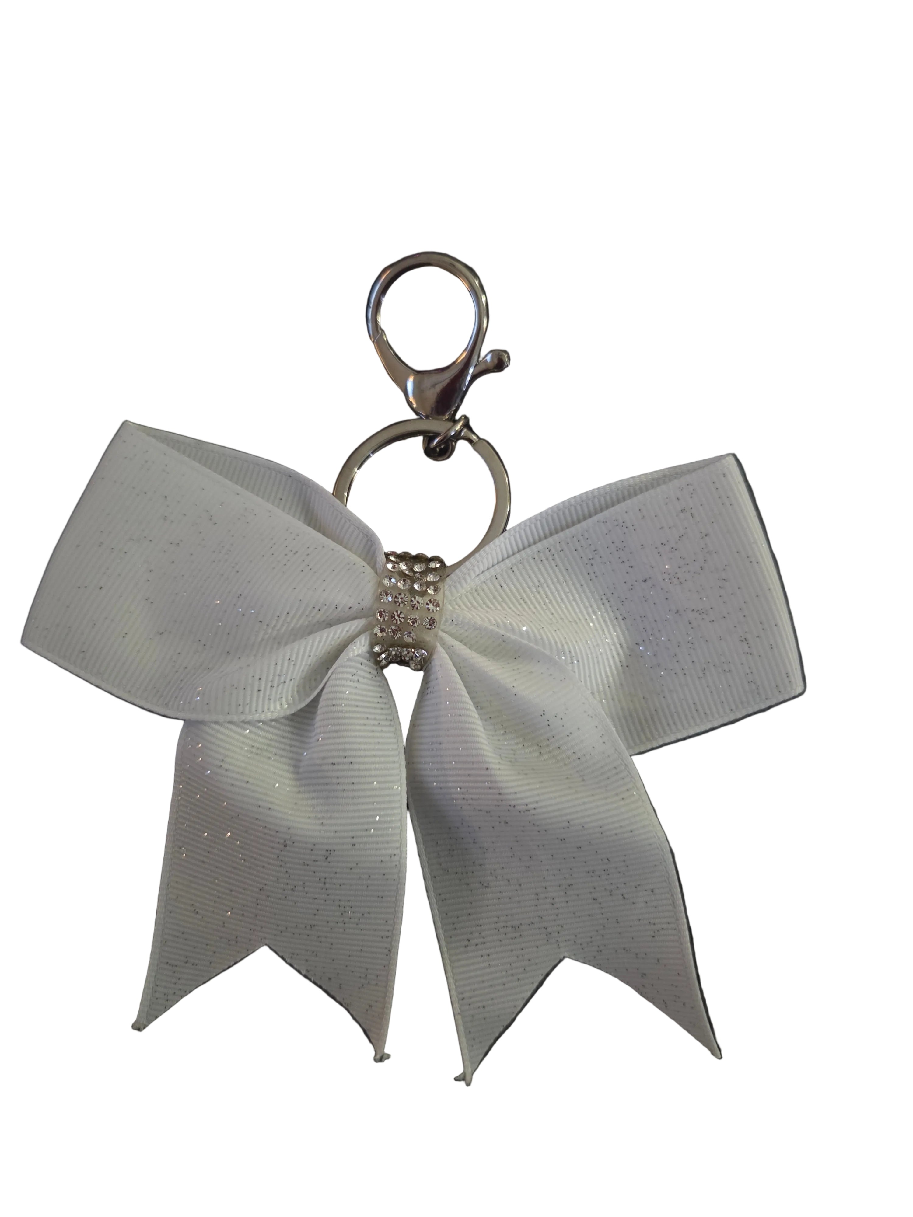 White Keychain Bow